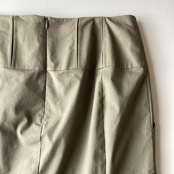 Y2K Reiss skirt 8 utility pleat pencil vintage khaki green tie cotton-spandex - Picture 11 of 16
